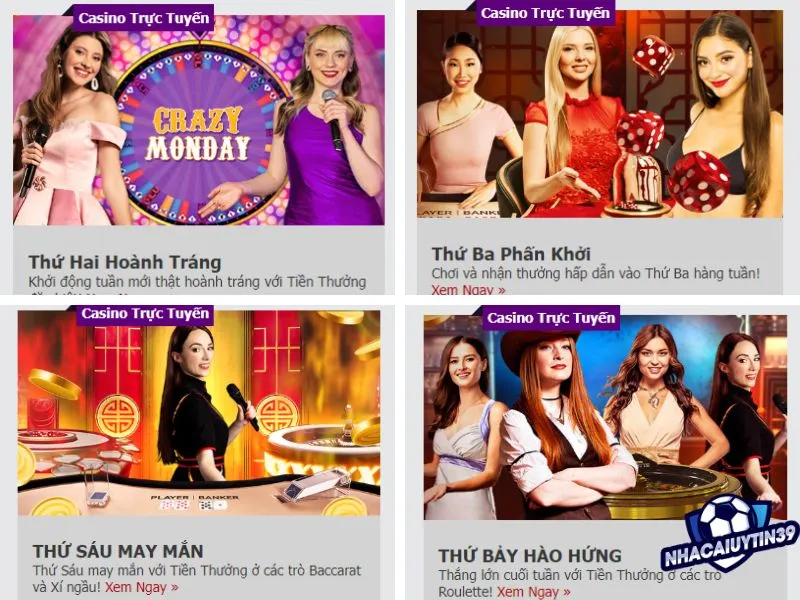 Khuyến mãi Dafabet cho các ngày trong tuần